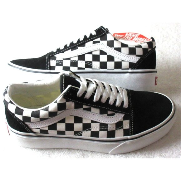 Vans Shoes - Vans Women's Old Skool Platform Checkerboard Black True White Shoes Sizes NIB